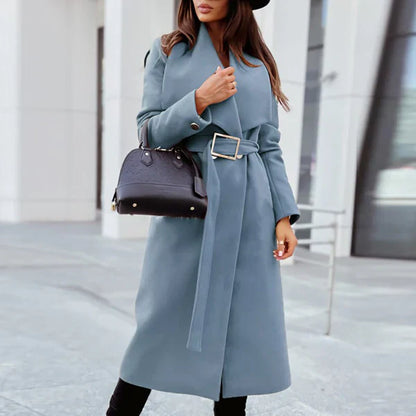 Eleganter Wollmantel Damen Gürtel