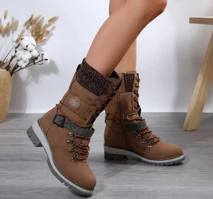 Winterstiefel Damen Schnürstiefel Warm Futter