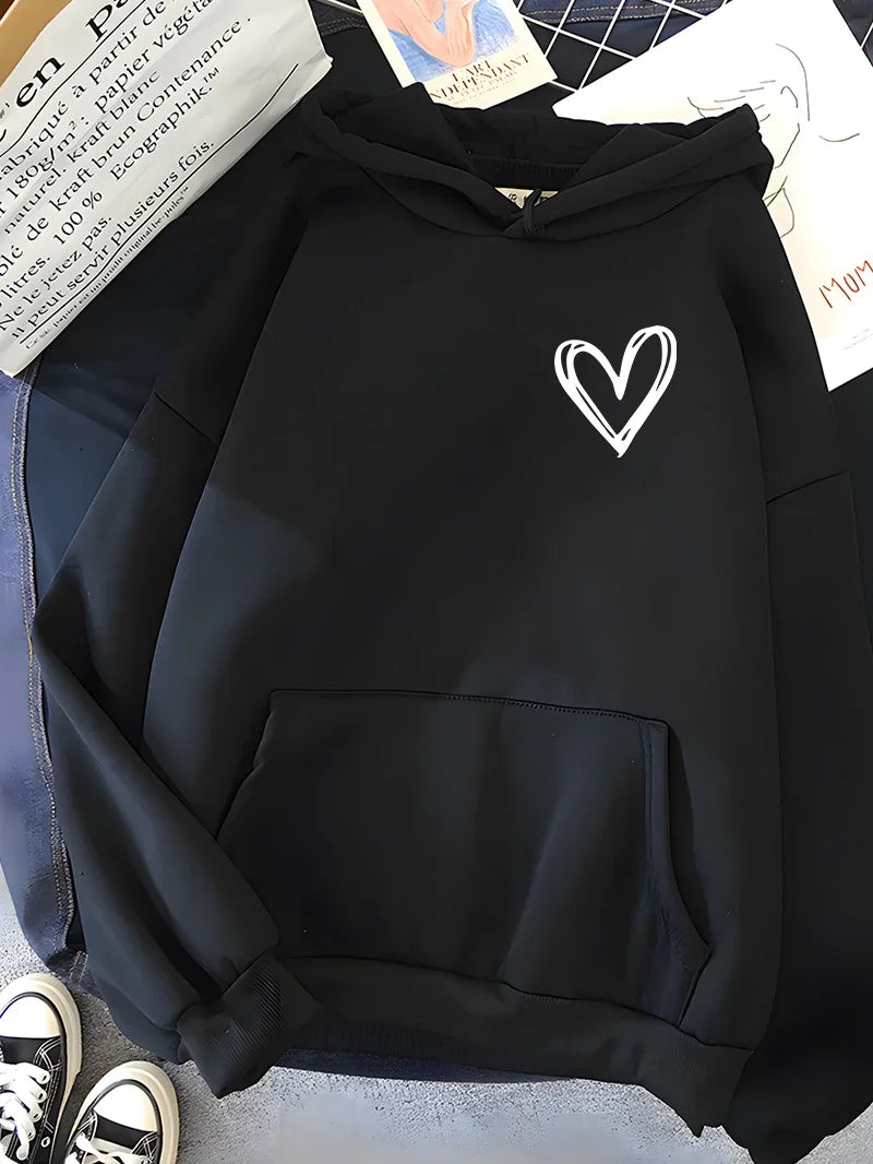 Herz-Hoodie Damen Komfortabel Trendy Design