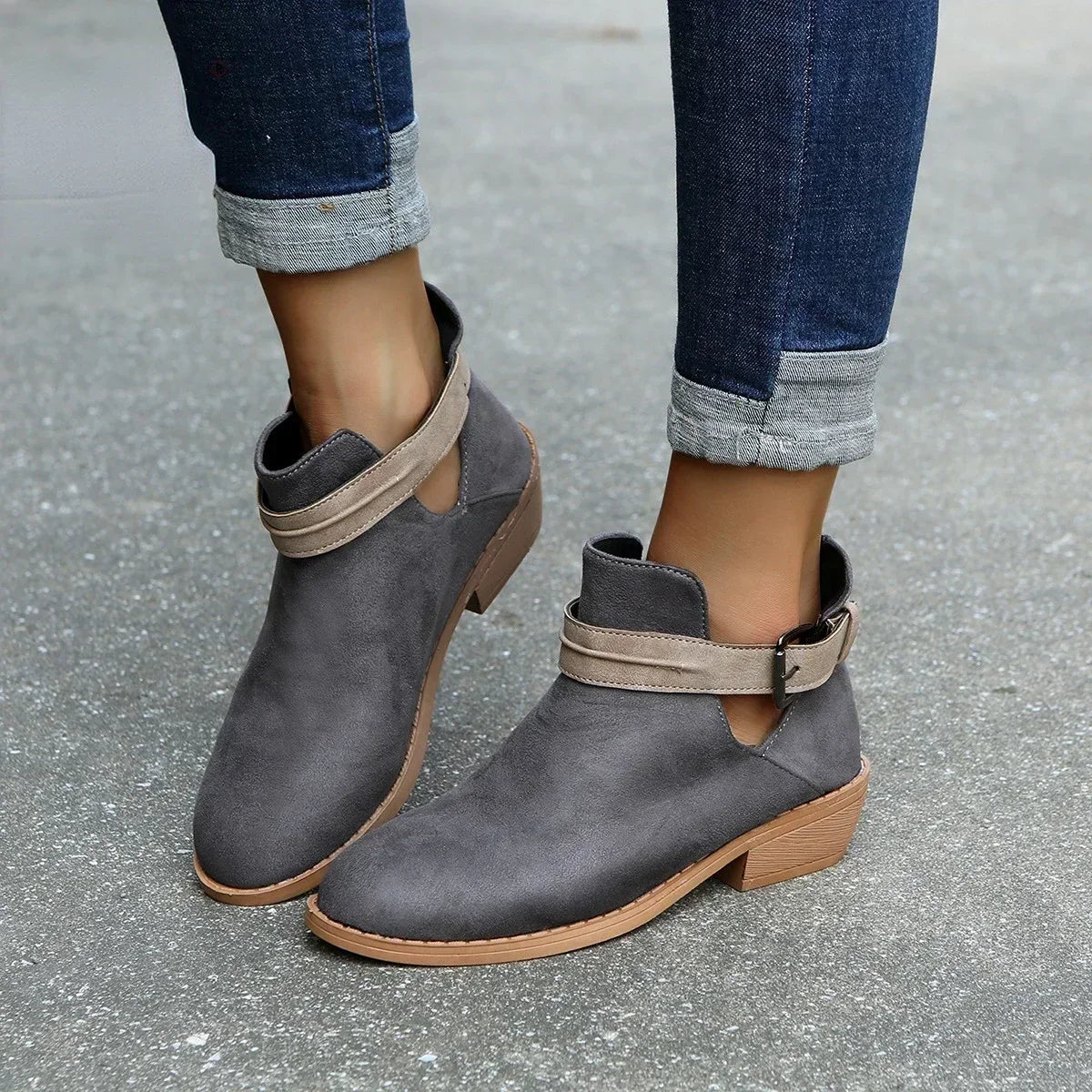 Damenschuhe Stiefeletten Spitz Zehe Verstellbar