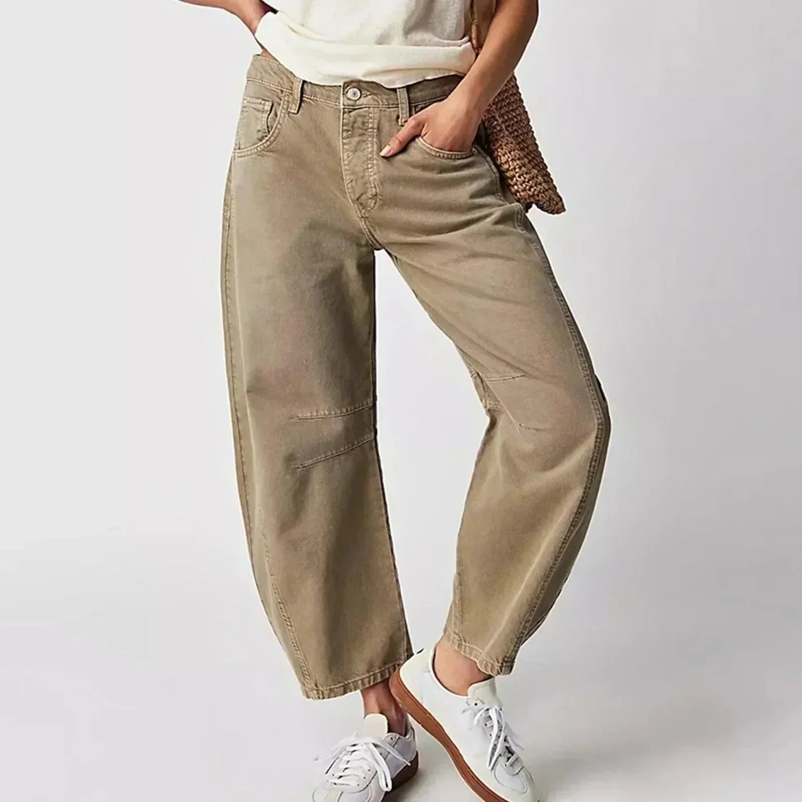 Damen High-Waist-Jeans Bequem Locker - IdealeKleiden