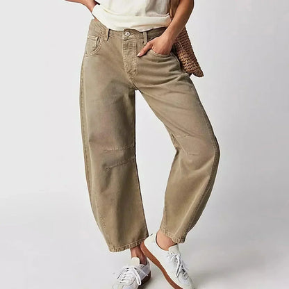 Damen High-Waist-Jeans Bequem Locker - IdealeKleiden