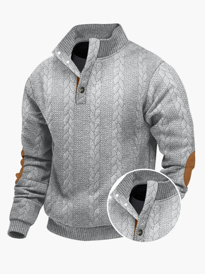 Lässiger Strickpullover mit Stehkragen und Patches