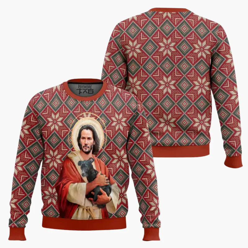 Witziger Weihnachtspullover Lustig Wick-Mas Fan-Design