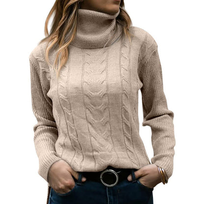 Damen Rollkragenpullover Chic Langarm