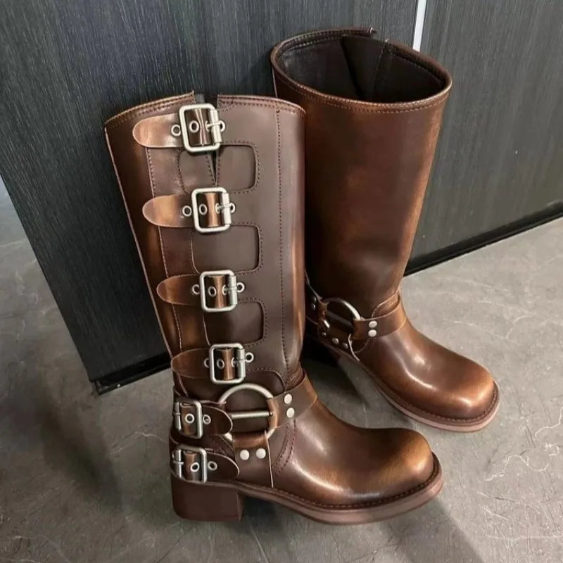Retro Western Stiefel Hohe Schuhe Freizeit