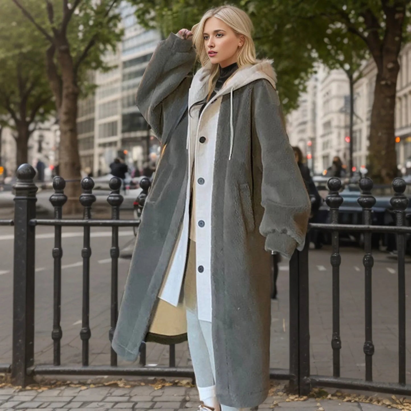 Lange Teddy-Hoodiejacke Warm & Stylish