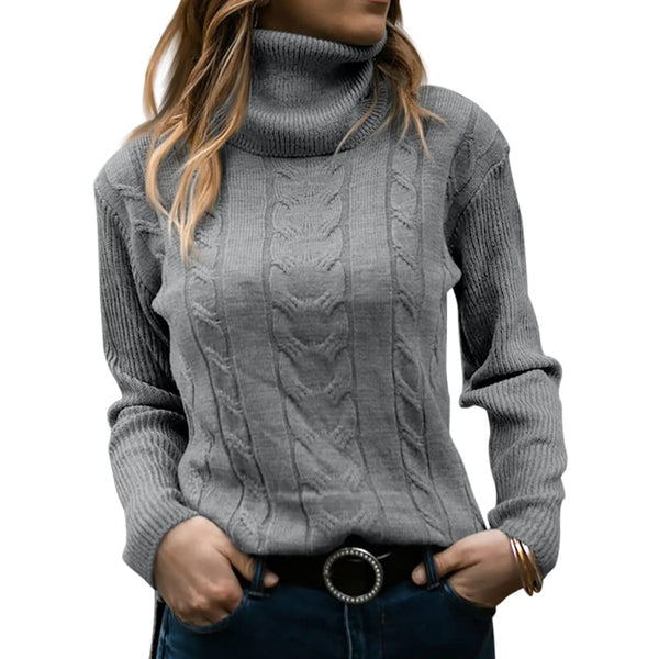 Damen Rollkragenpullover Chic Langarm