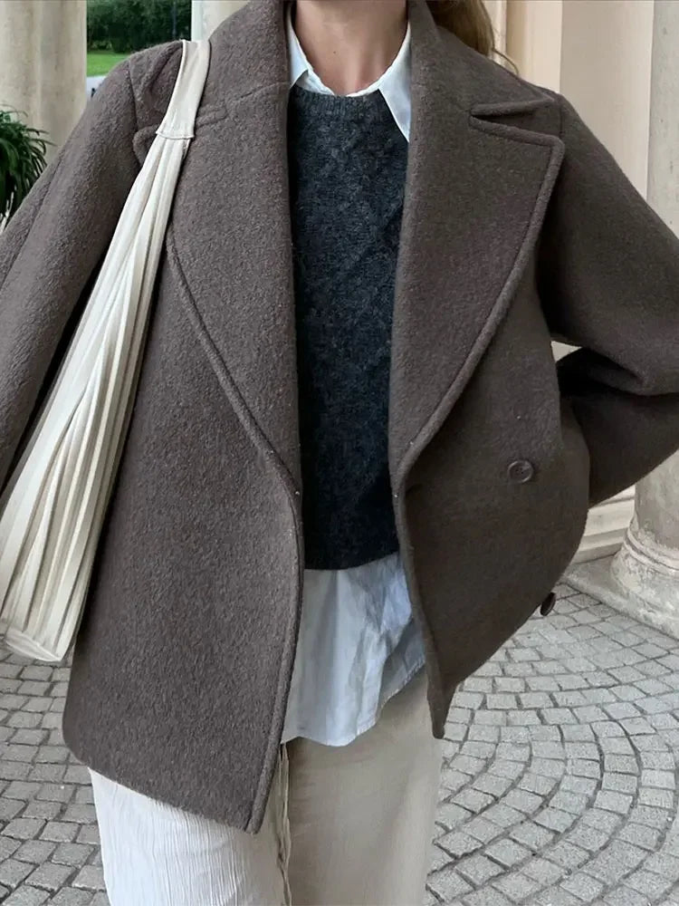 Damen Oversized Mantel Doppelreihig Stylish - IdealeKleiden