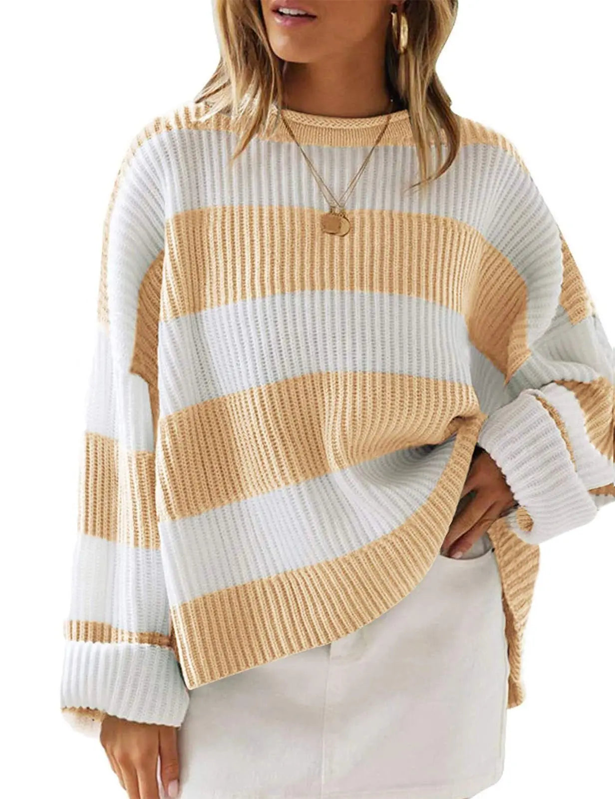 Großer Strickpullover Oversized Streifen Design