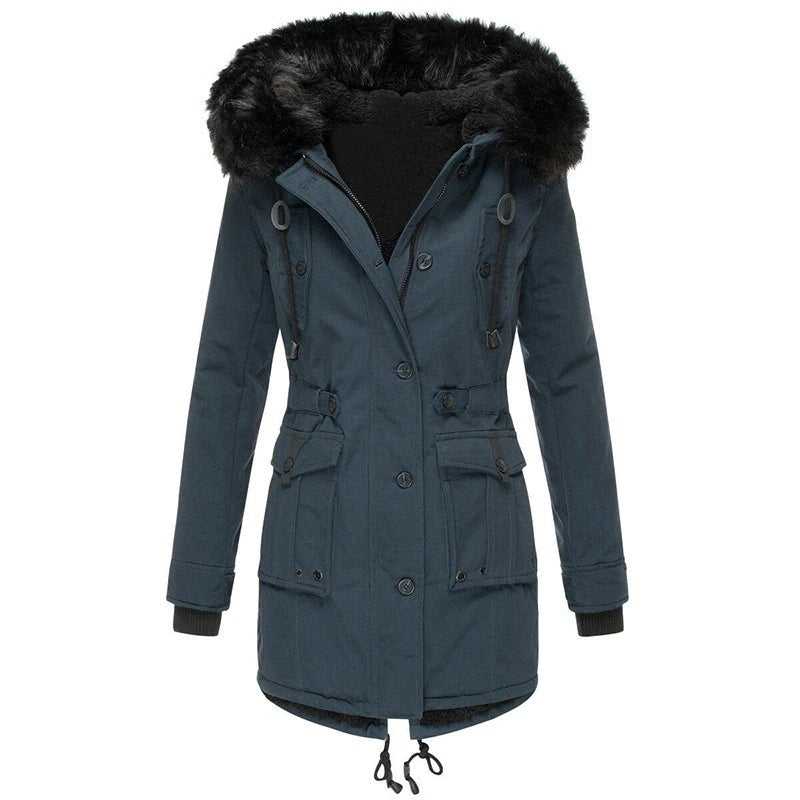 Winterjacke Damen Fellkapuze Warm