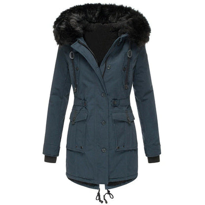 Winterjacke Damen Fellkapuze Warm
