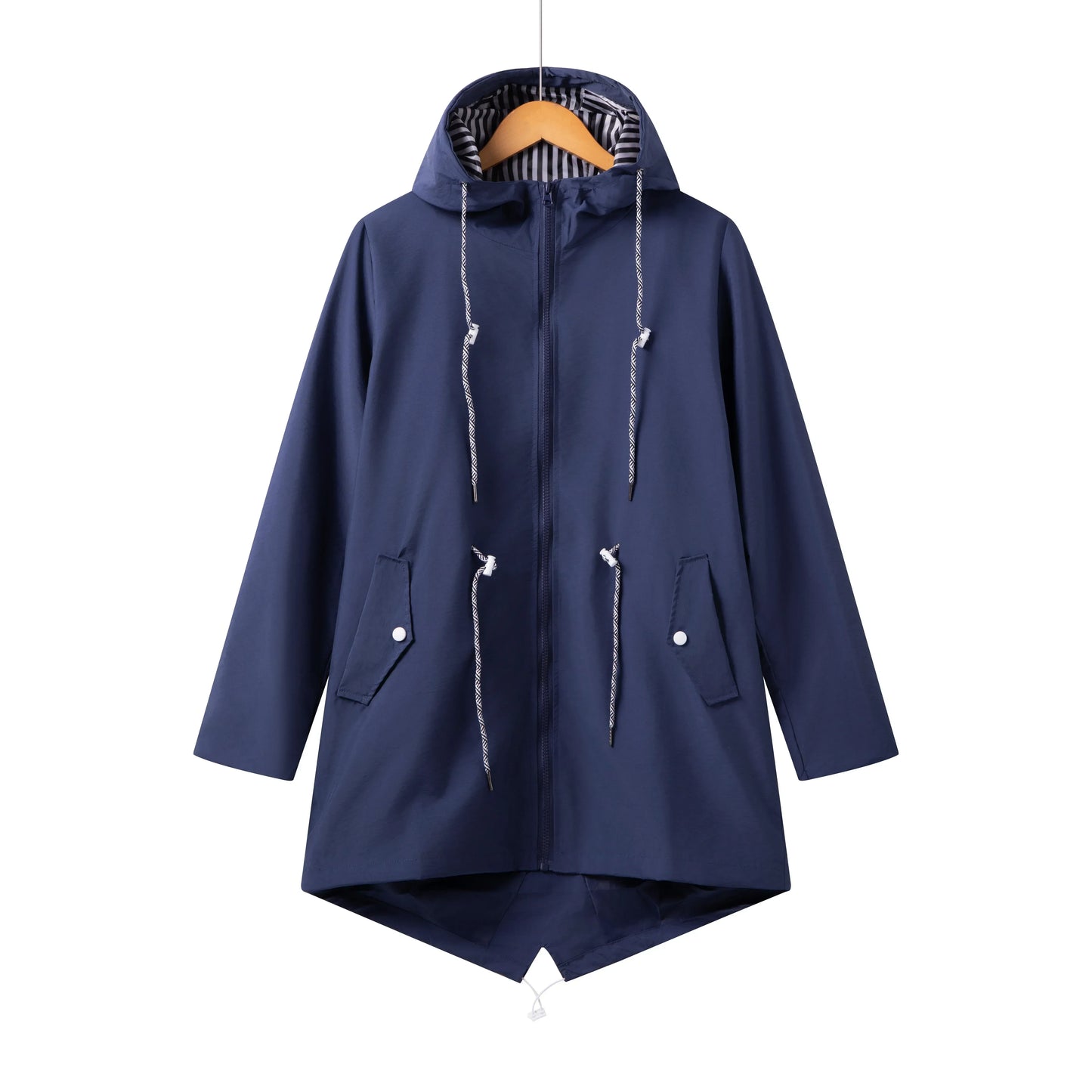 Damen Parka Mantel Lässig Kordelzug Reißverschluss