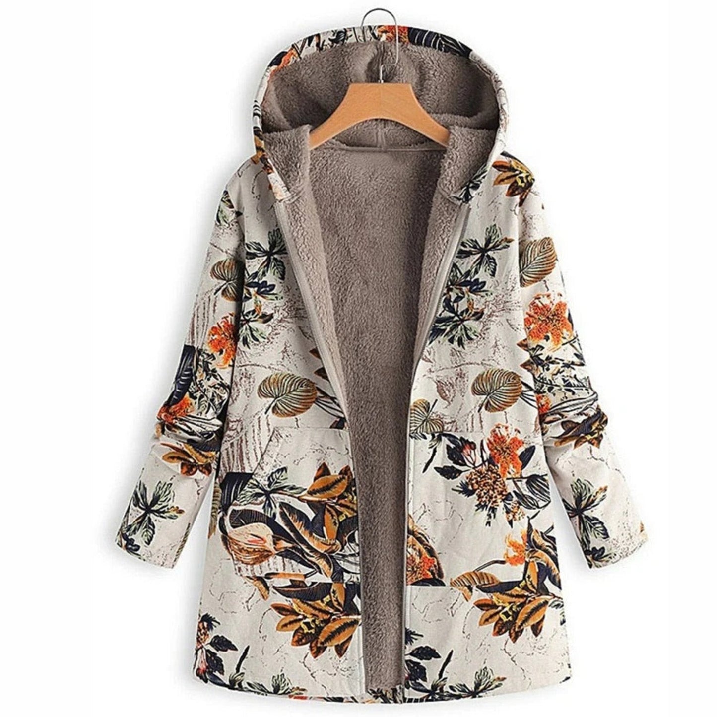 Stilvolle Damenjacke Blumenmuster Warm
