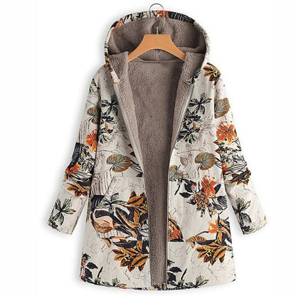 Stilvolle Damenjacke Blumenmuster Warm