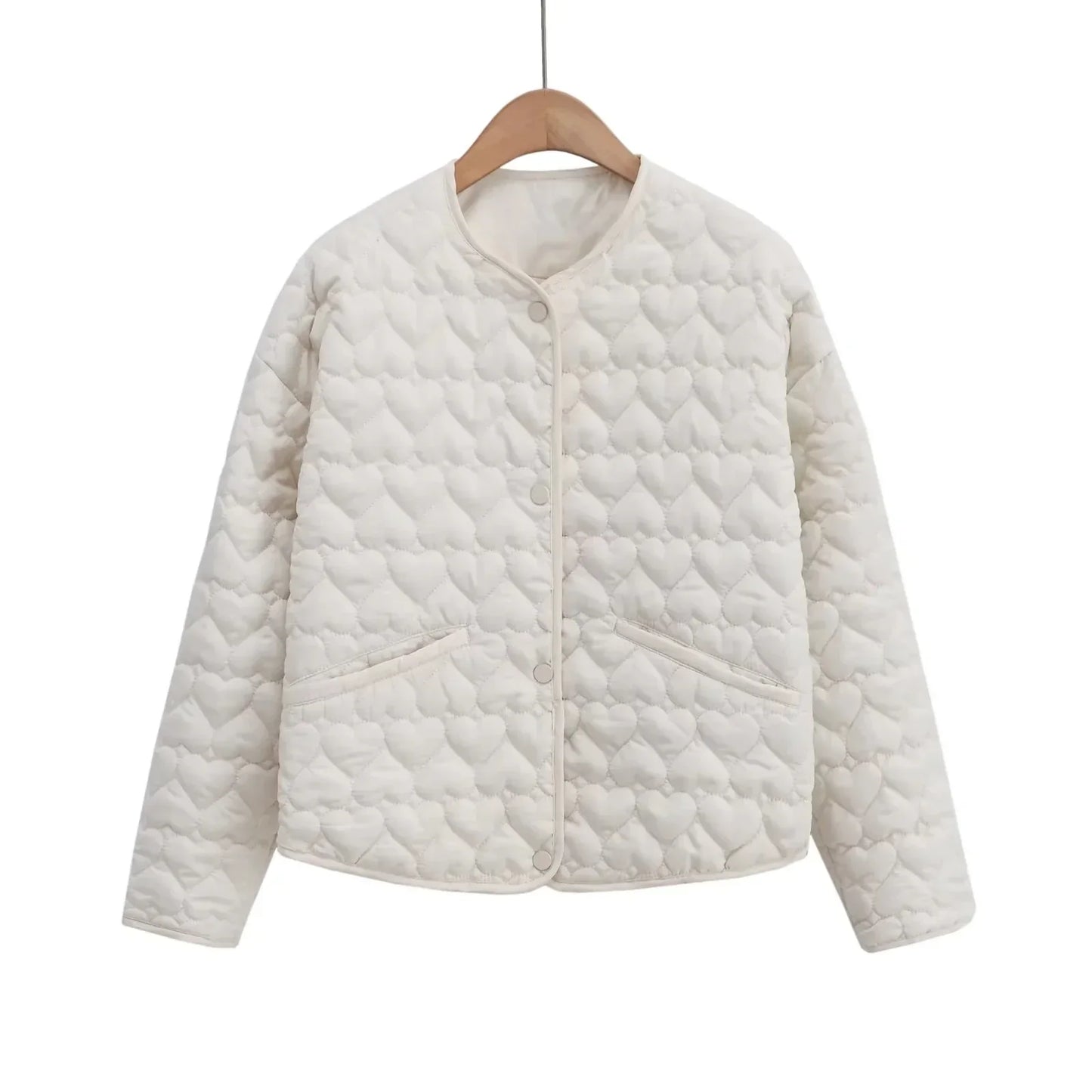Damen Steppjacke Herzen Muster - Leichter Puffer Damenjacke