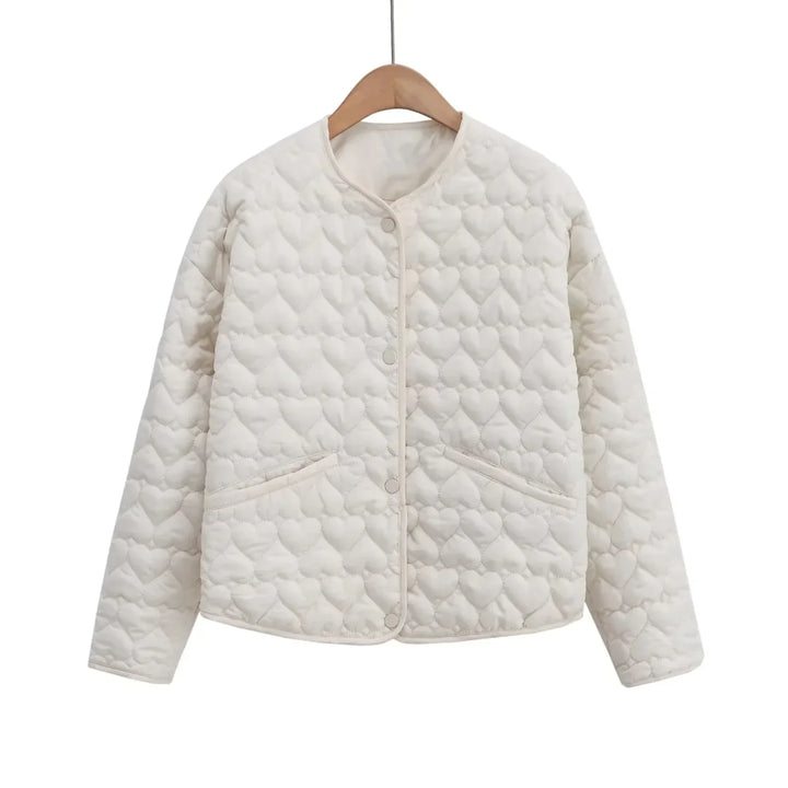 Damen Steppjacke Herzen Muster - Leichter Puffer Damenjacke