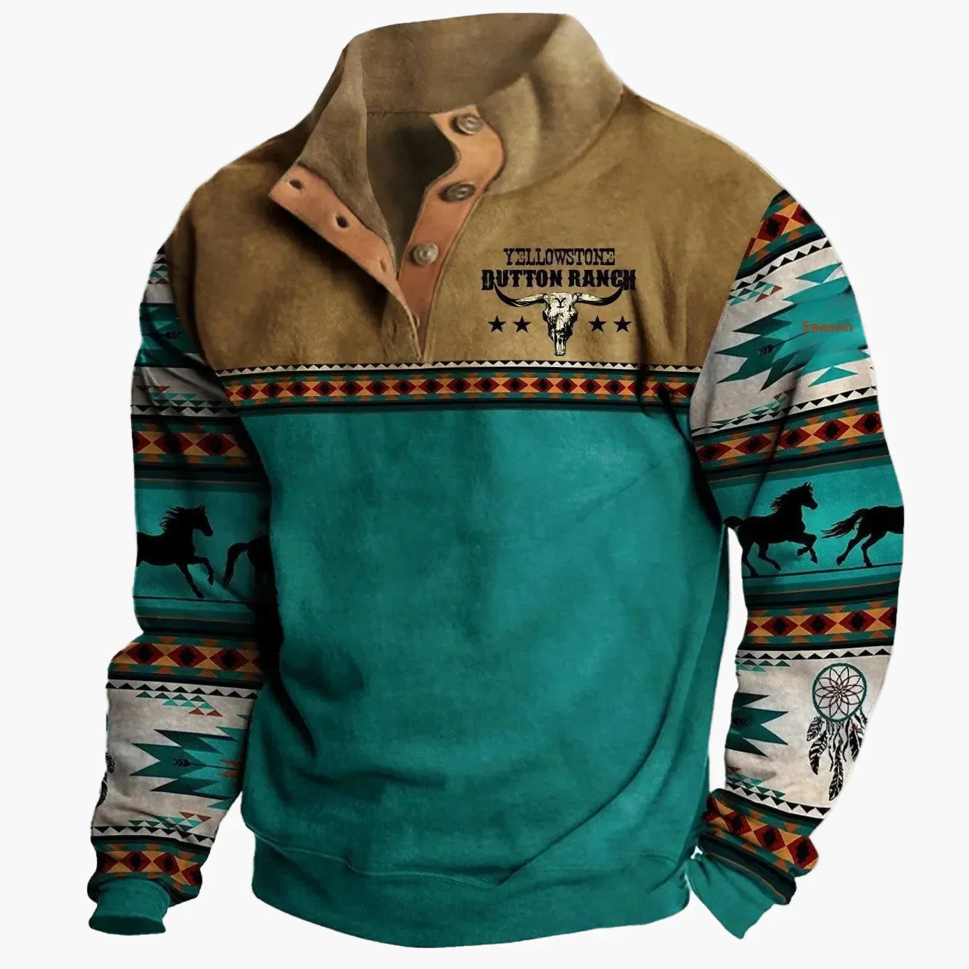 Stylisches Western Sweatshirt Ethno Design Stehkragen