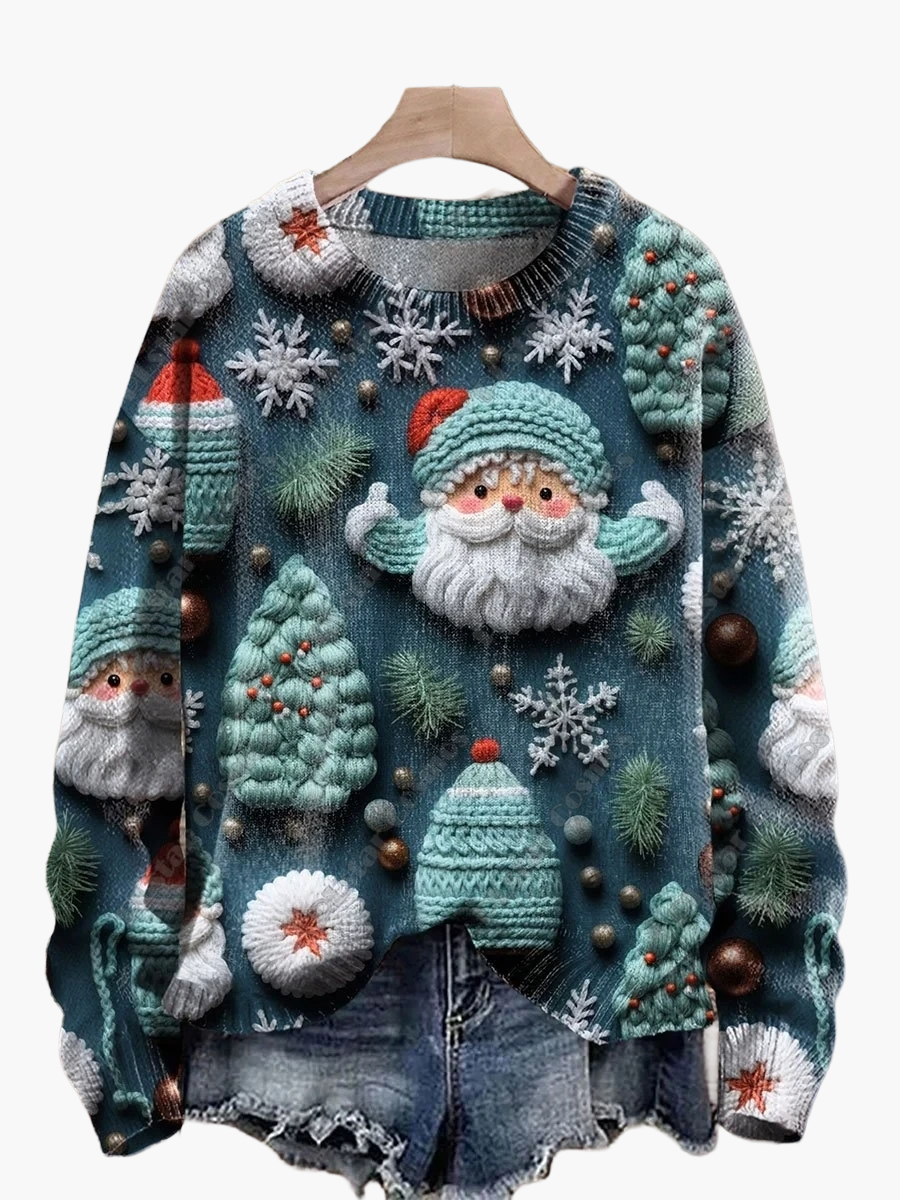 Weihnachtspullover Festlich 3D Stickerei