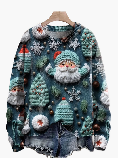 Weihnachtspullover Festlich 3D Stickerei