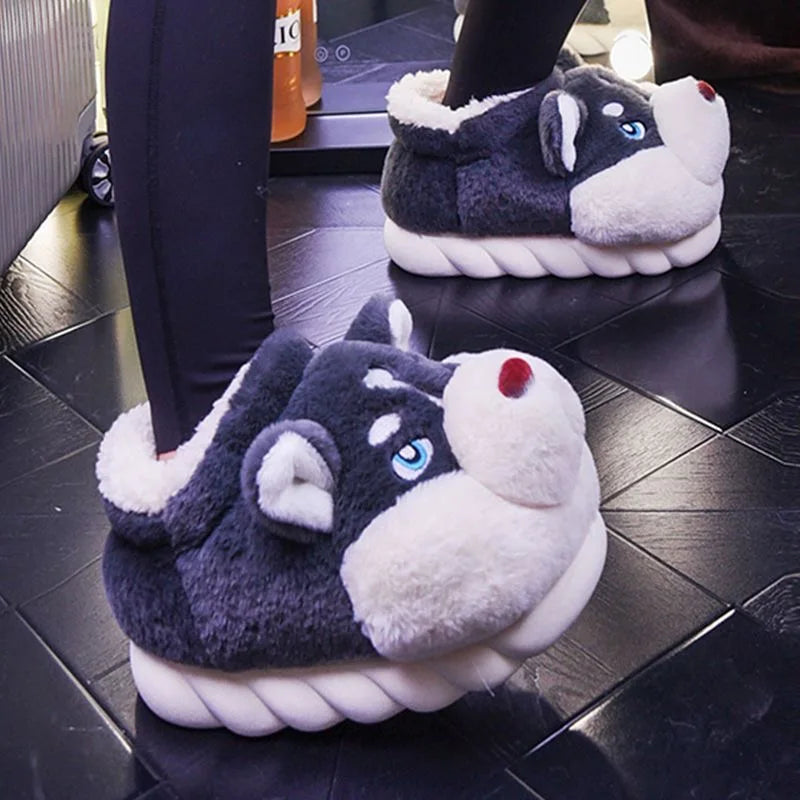 Niedliche Husky Hausschuhe Damen Weich - IdealeKleiden