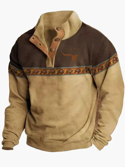 Stylisches Western Sweatshirt Ethno Design Stehkragen