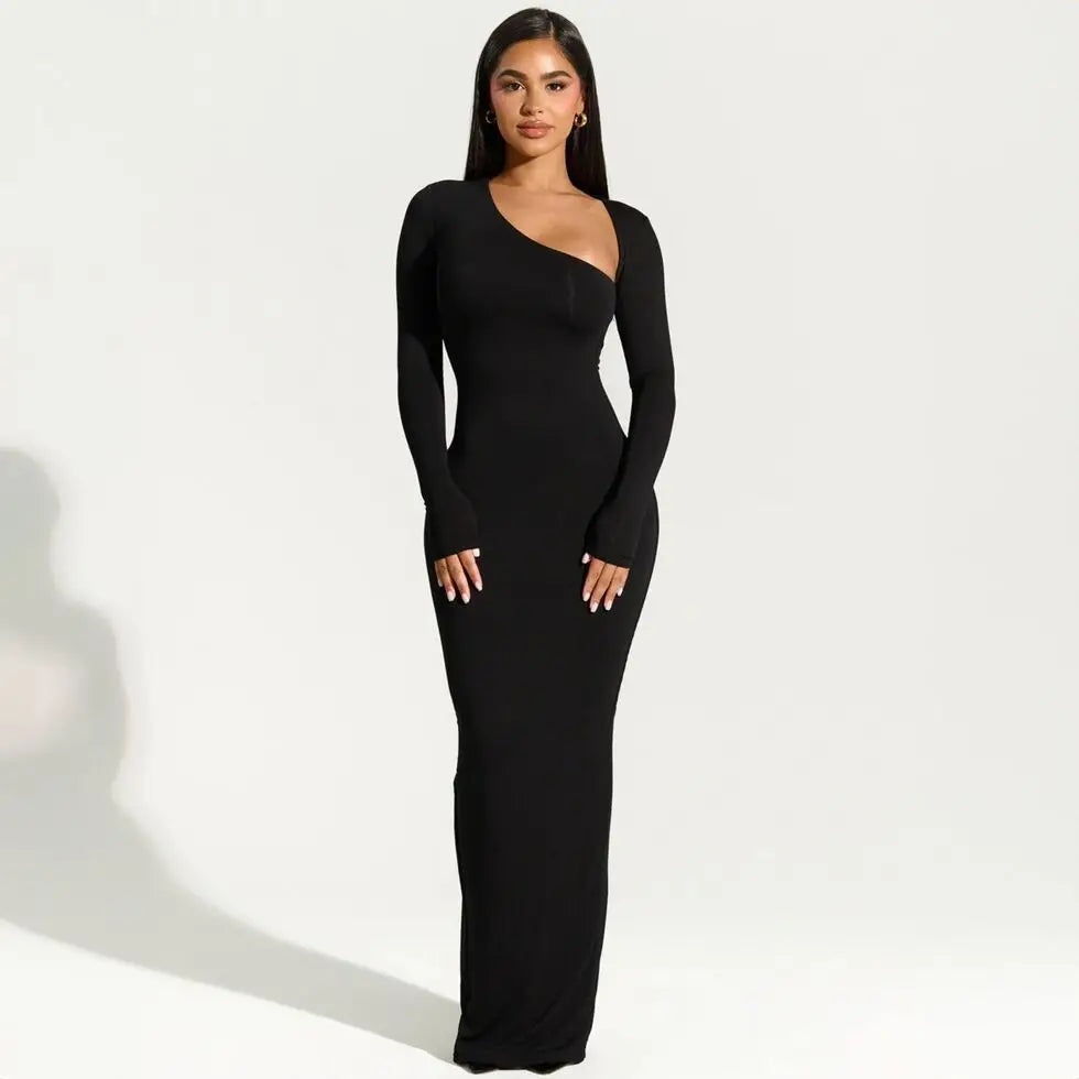 Damen Maxikleid Lang Elegant Silhouette - IdealeKleiden
