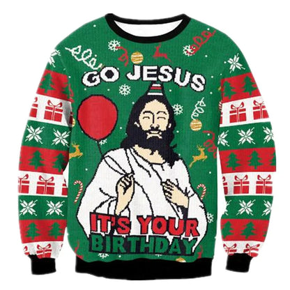 Weihnachtspullover für Herren Witzig Jesus Geburtstag