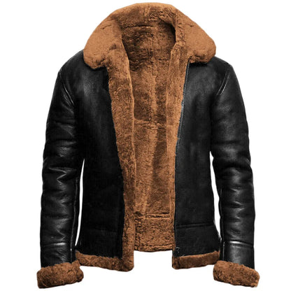 Eleganter Leder Wintermantel Damen