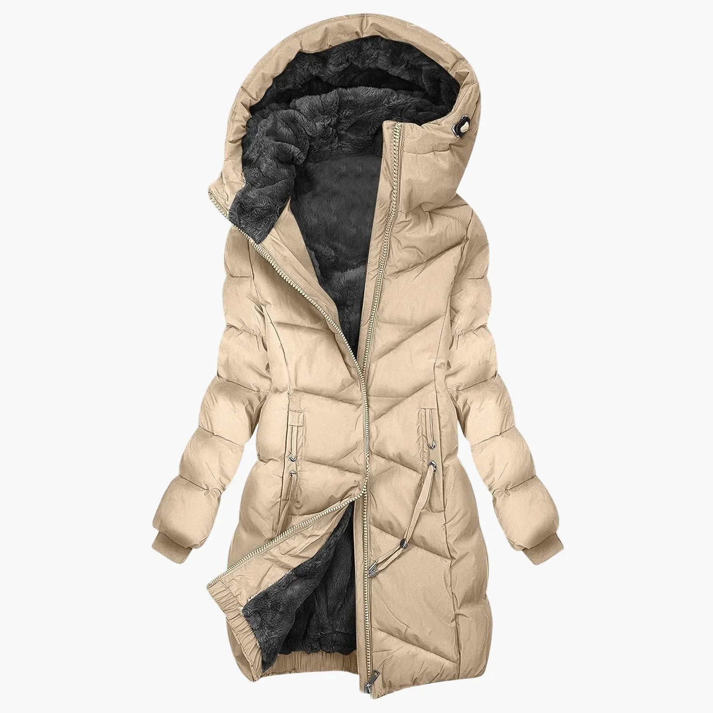 Wintermantel Damen Lang Steppjacke Kapuze Warm