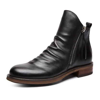 Herren Chelsea Boots Echt Leder Schwarz Elegant