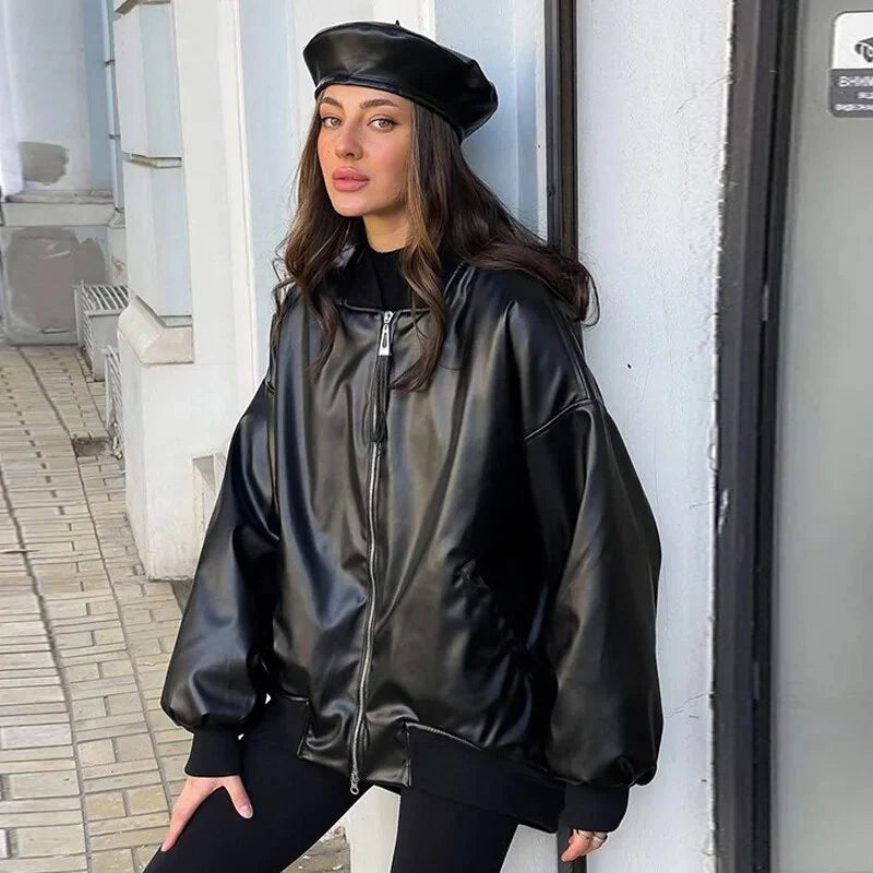 Lederjacke Scarlett - Lockerer Schnitt Bikerstil
