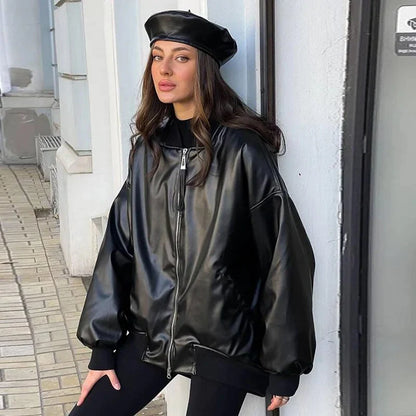 Lederjacke Scarlett - Lockerer Schnitt Bikerstil