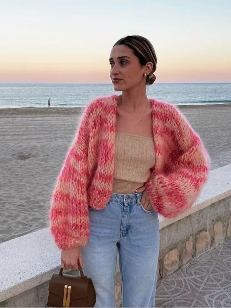 Streifen Pullover Offen Trendy