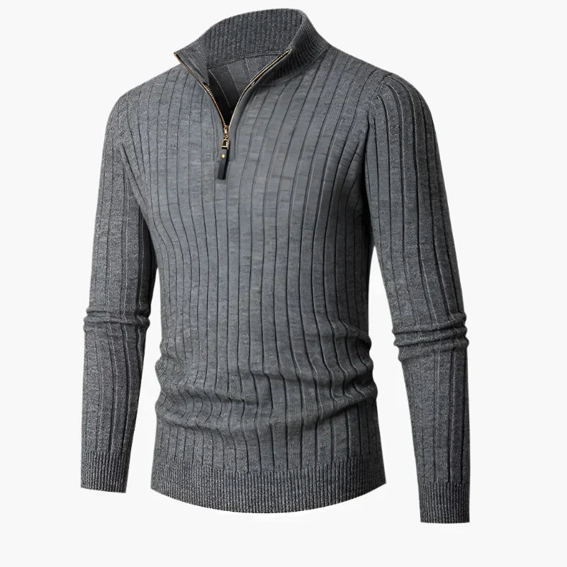 Elegantes Strickoberteil Mit Stehkragen Und Halbzipper