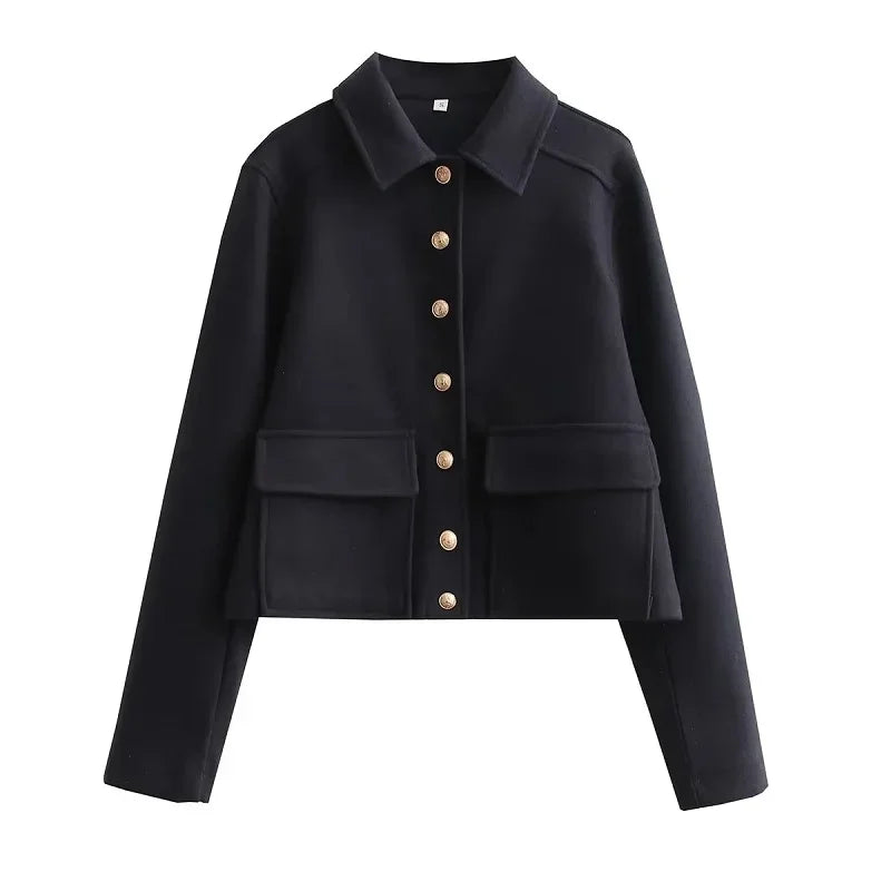 Damen Kurzjacke Smart Casual Modern Knöpfe