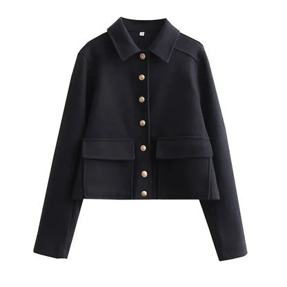 Damen Kurzjacke Smart Casual Modern Knöpfe