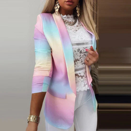 Damen Blazer Langarm Tie-Dye Trendig