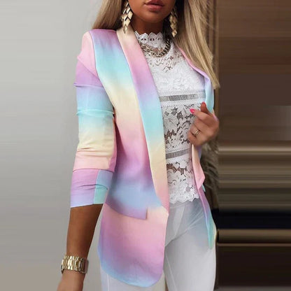 Damen Blazer Langarm Tie-Dye Trendig