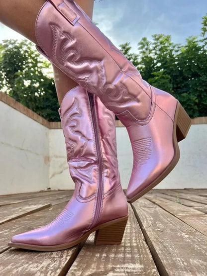 Trendige Stiefel Metallic Design