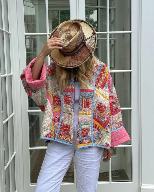 Übergrößer Mantel Patchwork Stil Lässig - IdealeKleiden