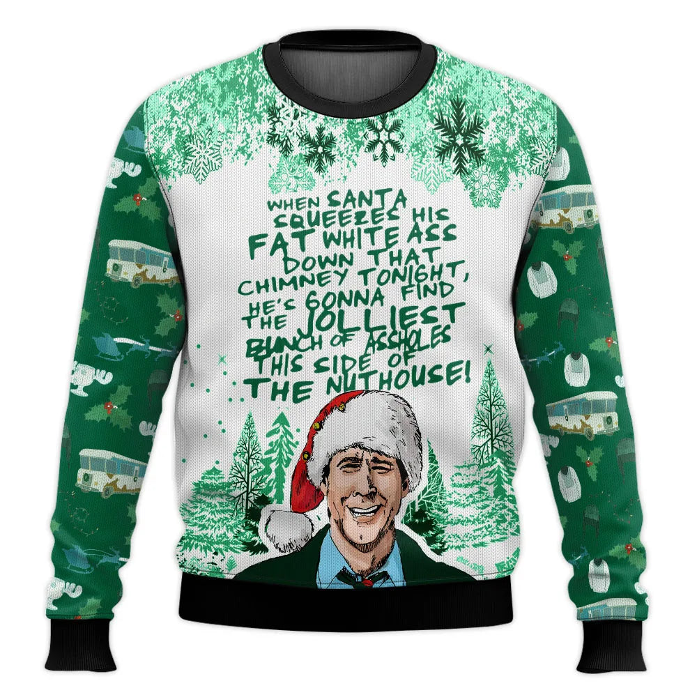 Herren Weihnachtspullover Ski Motiv Witzig