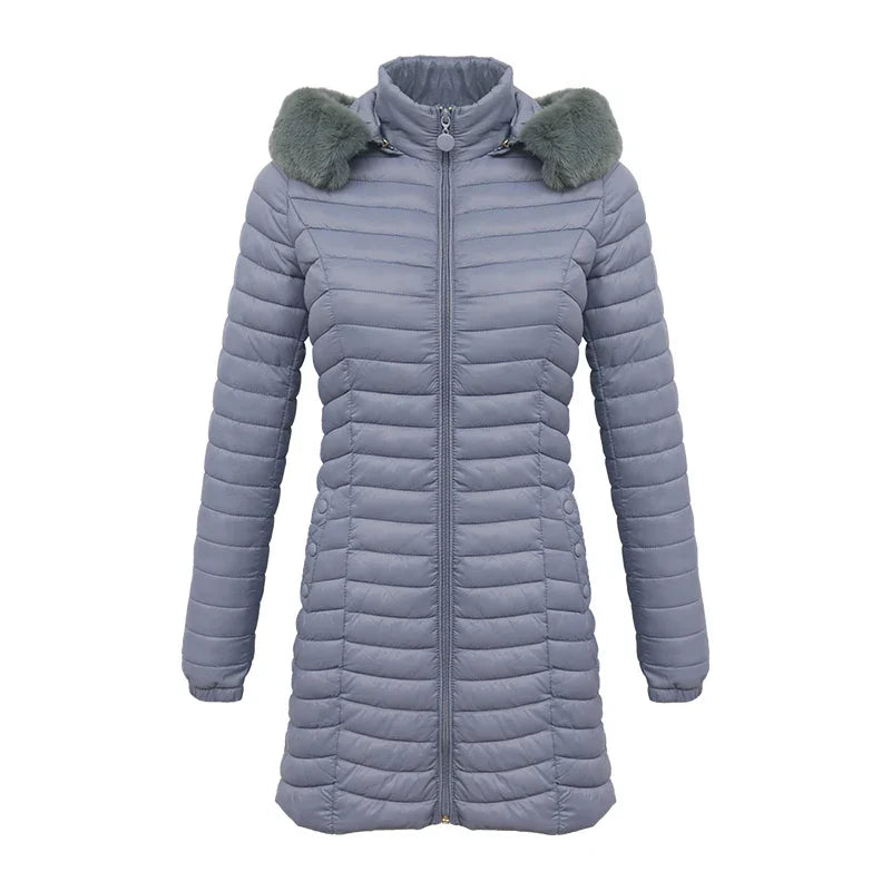 Elegante Winterjacke Slim Fit mit Pelzkapuze