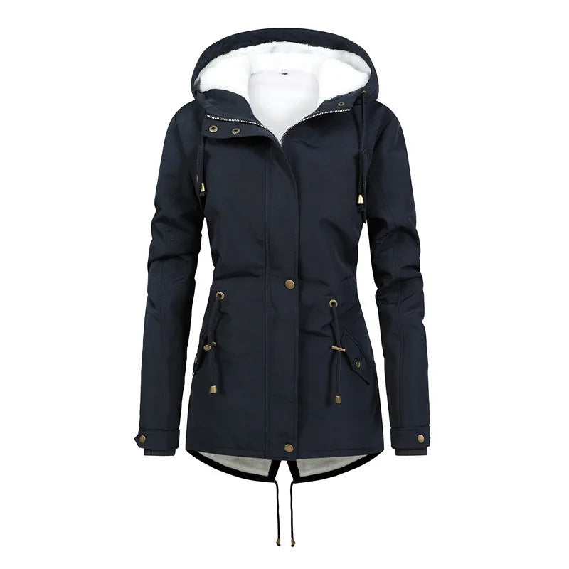 Praktische Outdoorjacke Winddicht Kapuzenjacke Mittellang