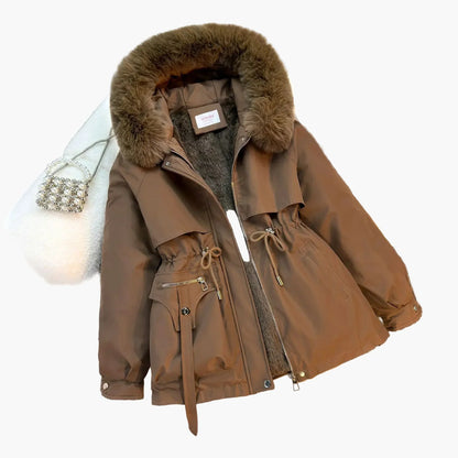 Winterjacke Damen Warm Kapuze Kunstpelz
