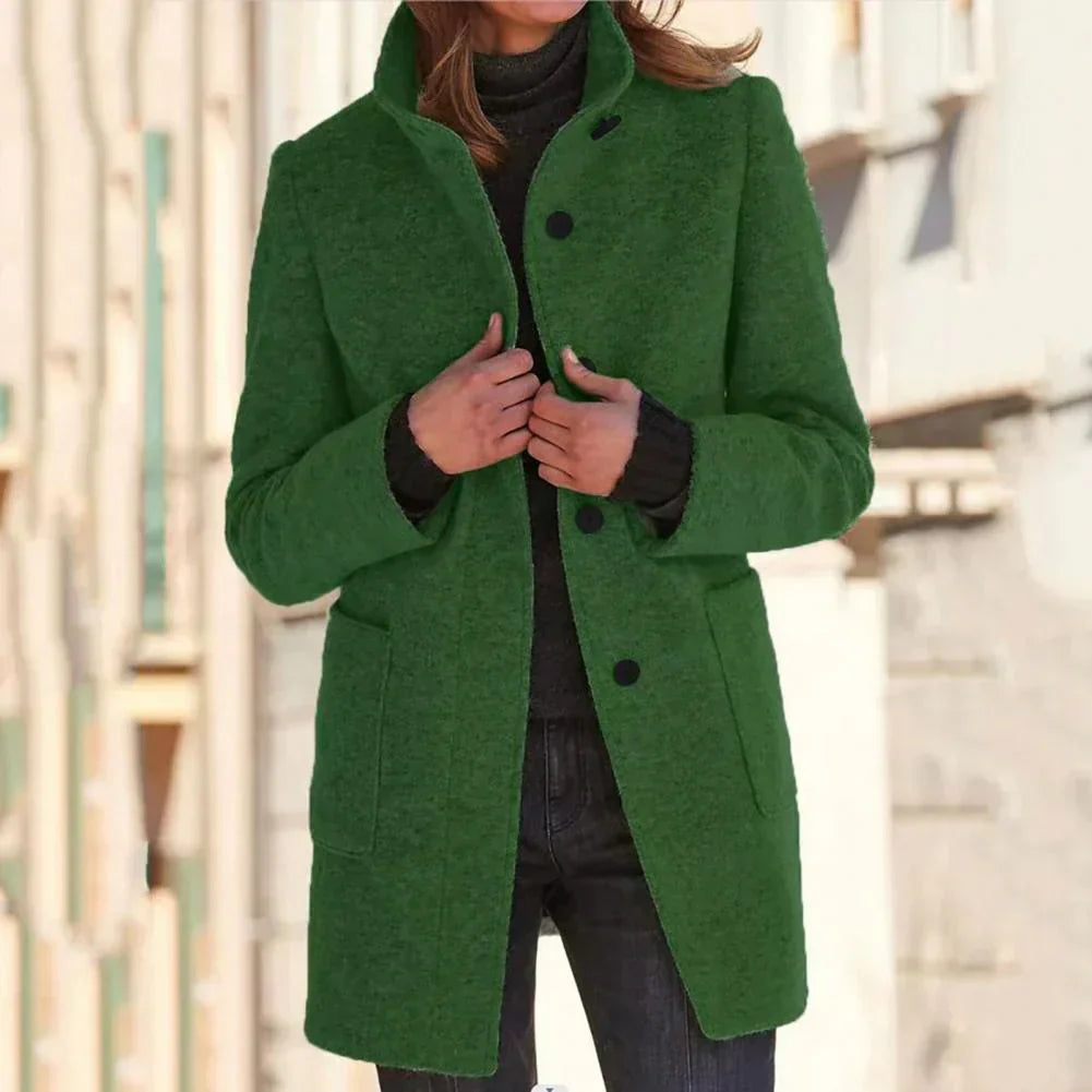 Elegante Damenjacke Lang Hochgeschlossener Kragen
