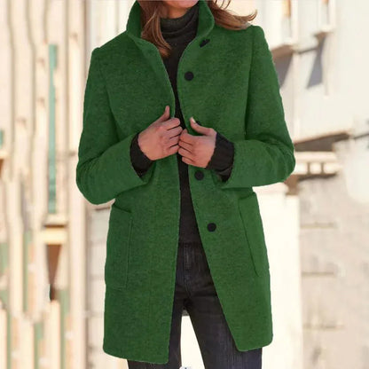 Elegante Damenjacke Lang Hochgeschlossener Kragen