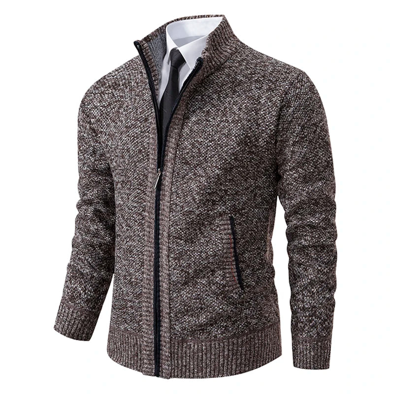 Herren Strickjacke Reißverschluss Modern Stehkragen