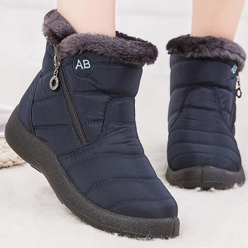 Winterstiefel Damen Knöchelhoch Wasserfest Plüschfutter