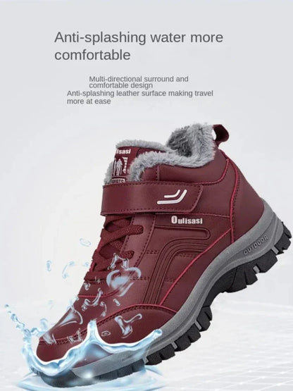 Warme Winterstiefel Wasserdicht Leder Schnee Stiefel Plüschfutter - IdealeKleiden
